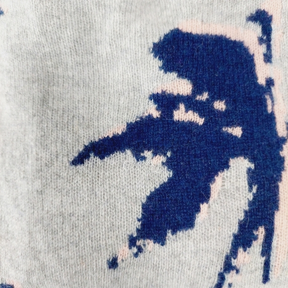 360 Cashmere Gray and Blue Palm Tree Sweater - Picture 9 of 11